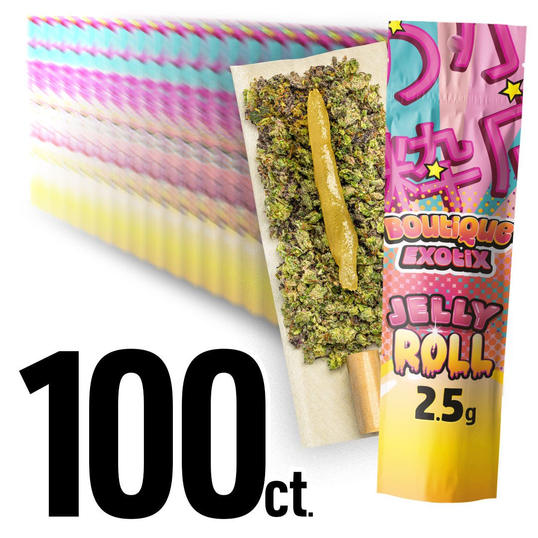 Boutique Exotic Jelly Roll 100 Pack- 2.5g Pre Roll - 100 Bulk